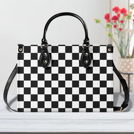 Discover Checkered Leather Bags, Gift for her, Gift for Friend