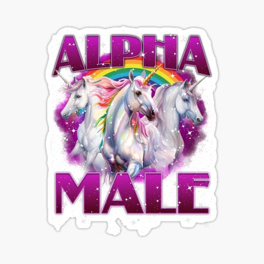 Discover Alpha Male Unicorn Ironic Vintage 90s Funny Rainbow lts-d