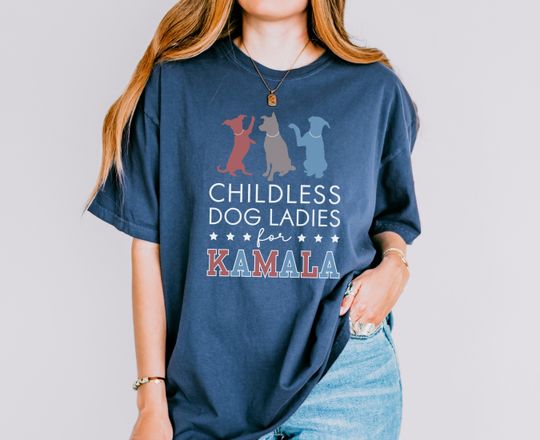 Discover Childless Dog Lady Harris Shirt, Kamala Harris President 2024 Shirt