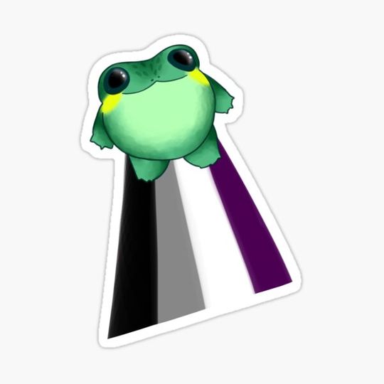 Discover Cute Ace Pride Frog - Round Frog Flying With Asexual Pride Flag!