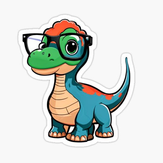 Discover Blue Geeky Dinosaur