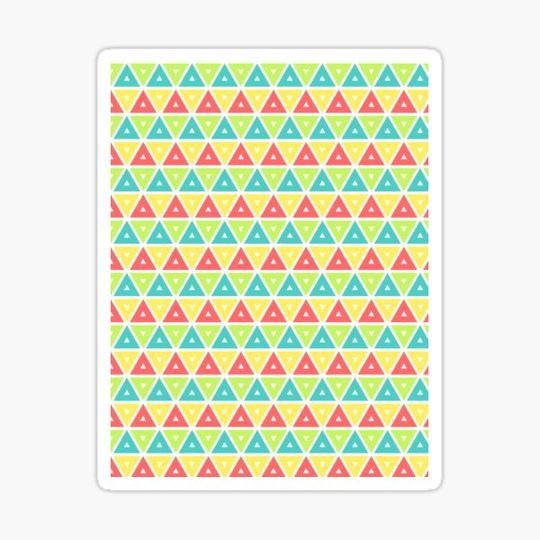 Discover Modern Pyramids Triangles Yellow Blue Pink Red Green Pattern Print Mid Mod Deco