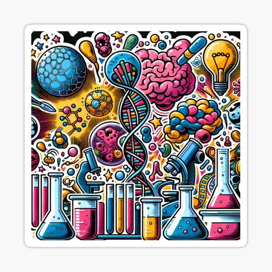 Discover Biotechnology Bonanza - DNA & Atoms Comic Explosion Sticker