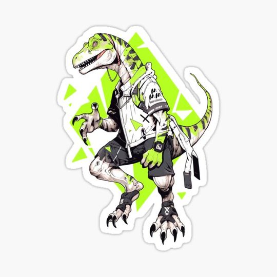 Discover Dinosaur rapper, black and white line illustration