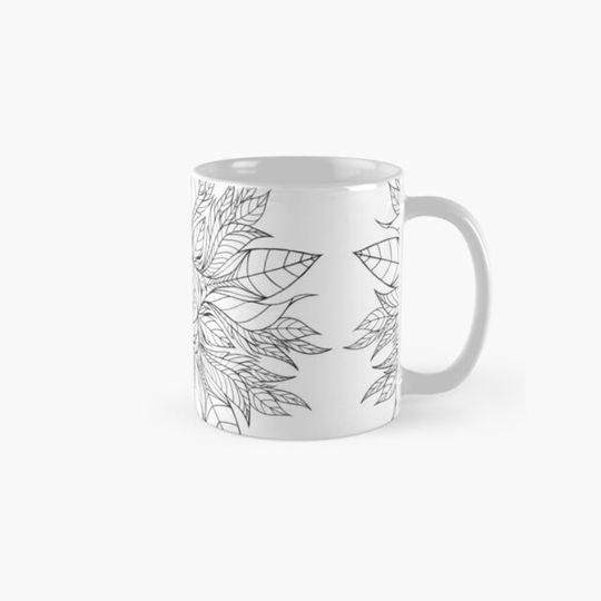 Discover leafy mandala in modern style, line art, black and white style