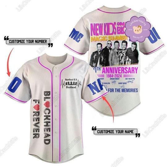Discover NKOT Block 40th Anniversary Baseball Jersey, NKOT Block Blockhead Forever Jersey Shirt, New Kids Magic Summer 2024 Tour Jersey