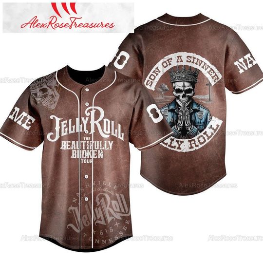 Discover Custom Jelly Roll The Beautifully Broken Tour 2024 Baseball Jersey