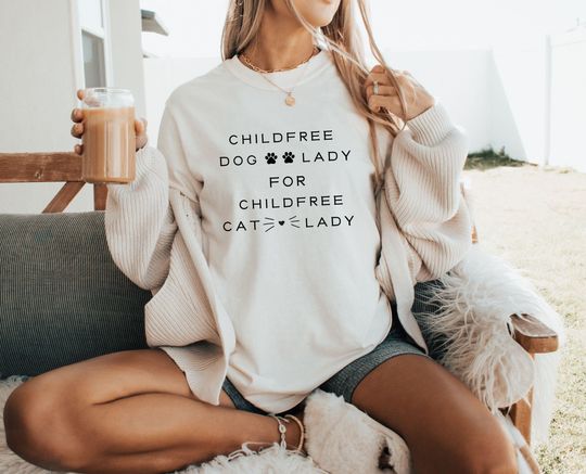 Discover ChildFREE dog lady shirt, Childless cat lady Kamala Harris shirt, Anti-Trump shirt