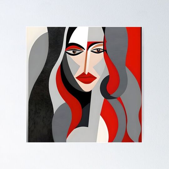 Discover Abstract Woman Face Portrait poster