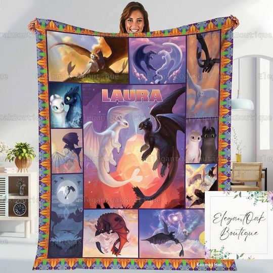Discover Custom Halloween Toothless Fleece Blanket