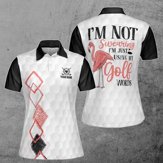 Discover Custom Name I'm Not Swearing Flamingo Golf Women Polo Shirt