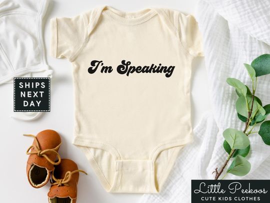 Discover I'm Speaking Natural Baby Onesie, Minimalist Women Empowerment Toddler Shirt