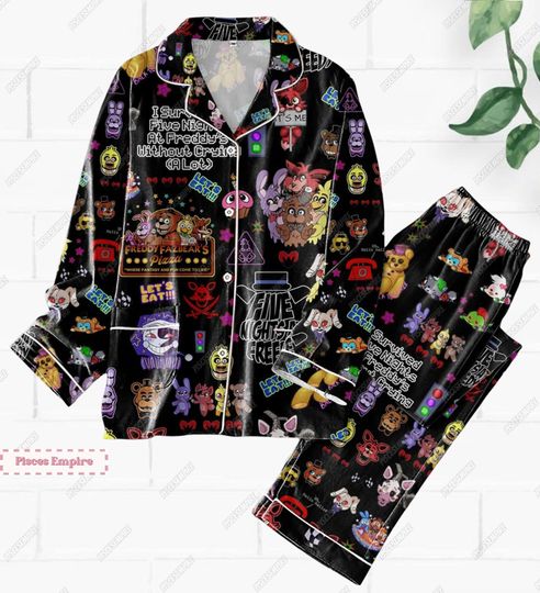 Discover Five Nights At Freddy Pajamas, Halloween Video Game Shirt, Freddy Bear Pajamas