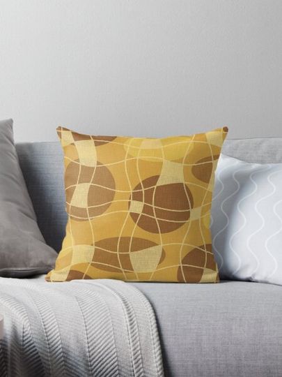 Discover Mid Century Modern Geometric Abstract Composition Brown Yellow Gold and Beige