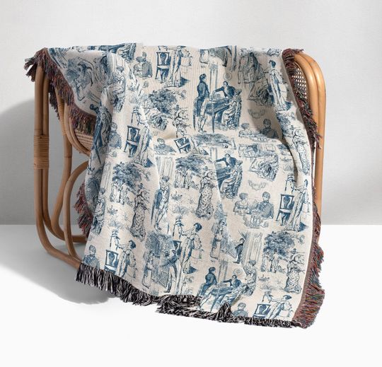 Discover Pride and Prejudice Toile Woven Blanket, Book Lover, Wedding Gift
