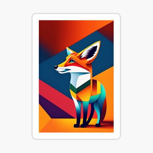 Discover Portrait of a fox splash colors cubism