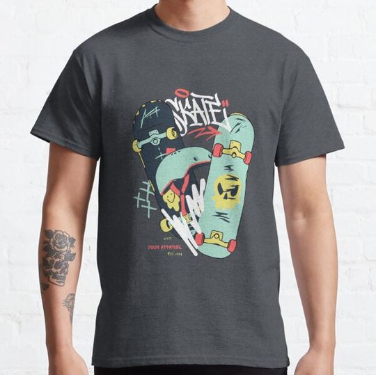 Discover Light Green Black Modern Illustrated Skateboard Design