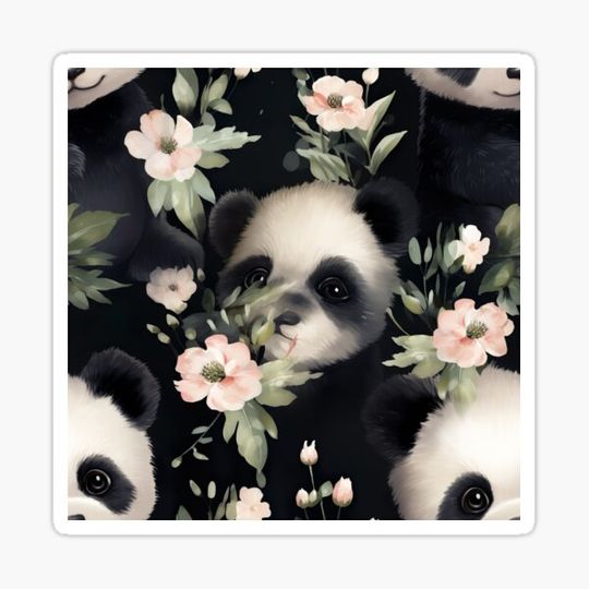 Modern pattern with pandas in 3D cartoon style