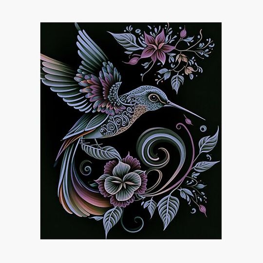 Discover Abstract Pastel Floral Bird Painting