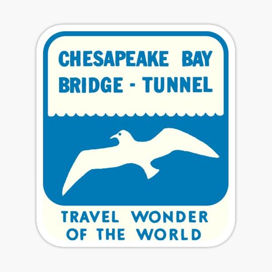 Discover Chesapeake Bay Bridge Tunnel Vintage Travel Decal