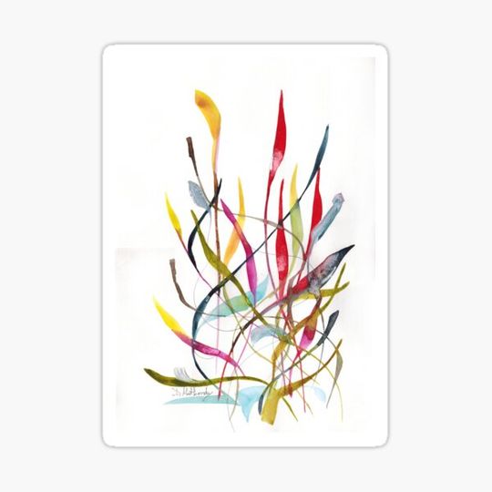 Discover Unknown Flower 4 - Small Abstract Landscape, watercolor, ink & pencil on paper