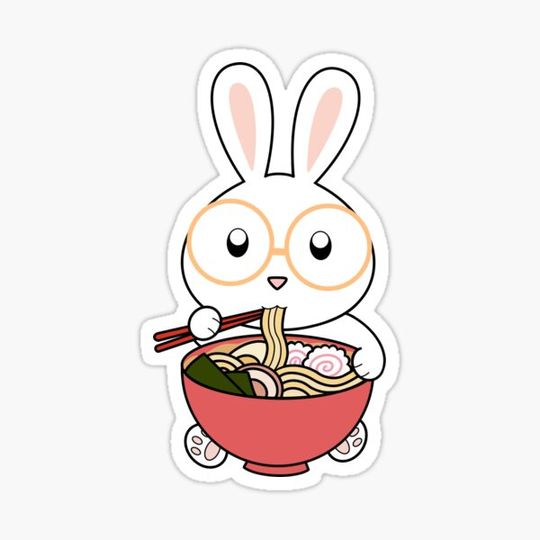 Discover Cute Bunny eating Ramen