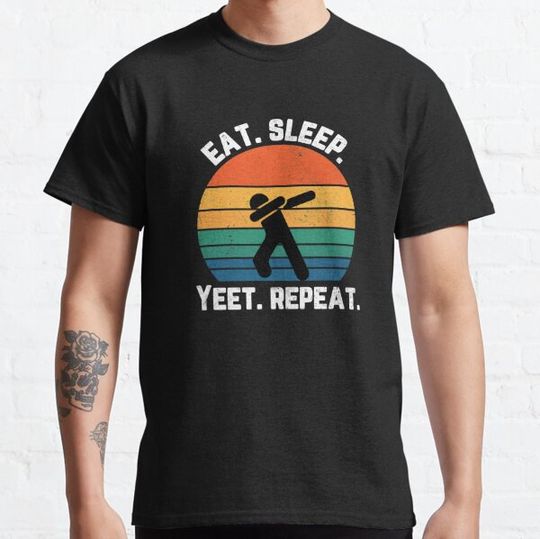 Discover Eat Sleep Yeet Repeat Sunset White Text