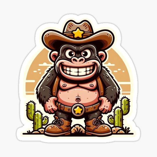 Discover Cowboy Gorilla: Wild West Adventure Sticker