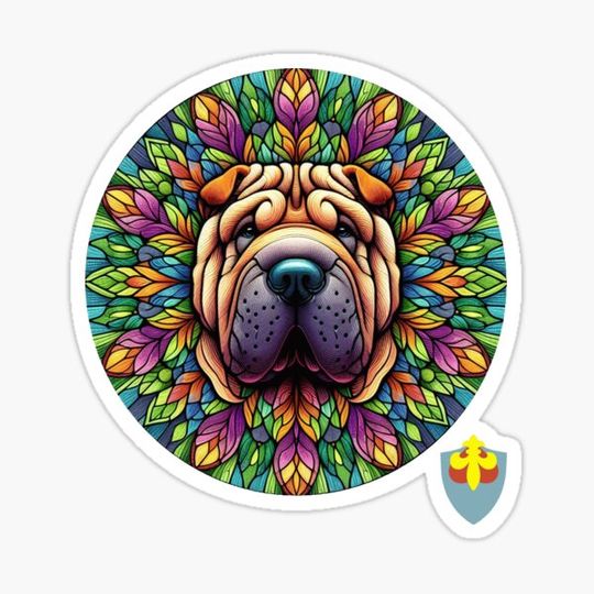 Discover Shar Pei in stained glass.
