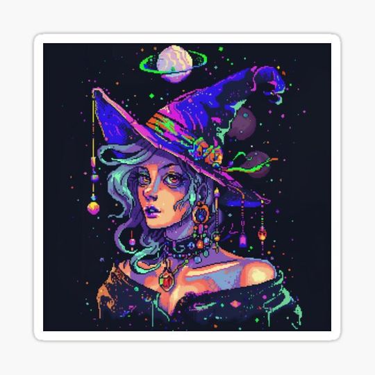 Discover Witch Rainbow Pixel Fantasy Galaxy Occult Arcade Magic