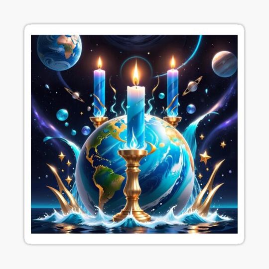 Discover Earth Globe with Candles Floating in Water Among the Planets