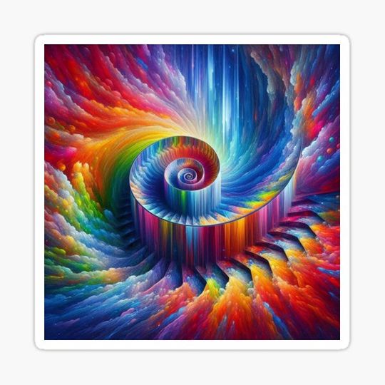 Discover Rainbow spiral illusion of stairs 3D art