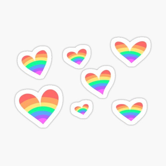 Discover Rainbow Colored Hearts Sticker Pack