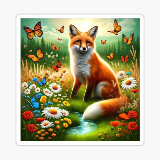 Discover Red fox among flower field