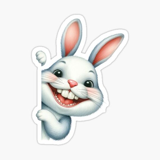 Discover Peeking Bunny Rabbit White Cute Smile