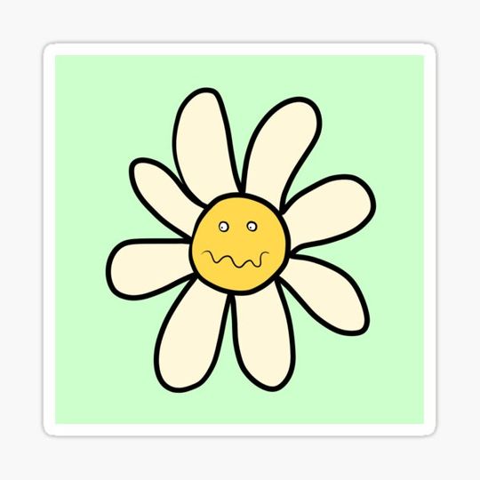 Discover Grumpy Daisy Flower on Green