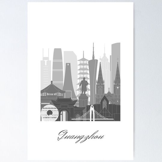 Discover Guangzhou, China, map skyline - 05 style