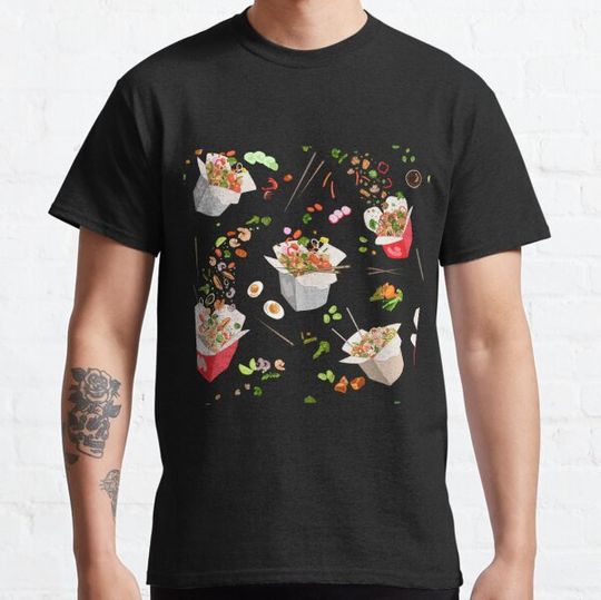 Discover Chinese Food Takeout Seamless Pattern - Black