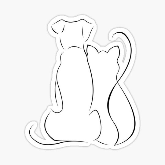Discover Dog and Cat Sketch Minimalist Cute Art