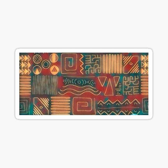 Discover African Pattern in Green and Red Sunset