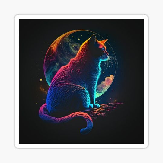 Discover Neon Cat In Space