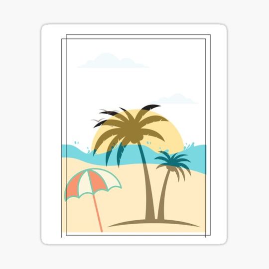 Discover Palm tree beach umbrella summer