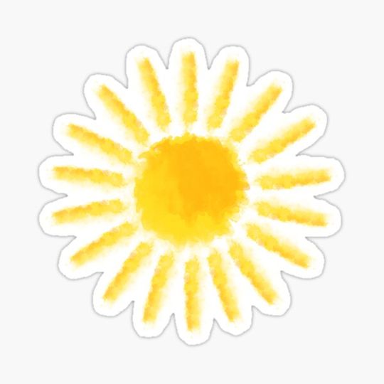 Discover Brushed Watercolor Painted Sun yellow
