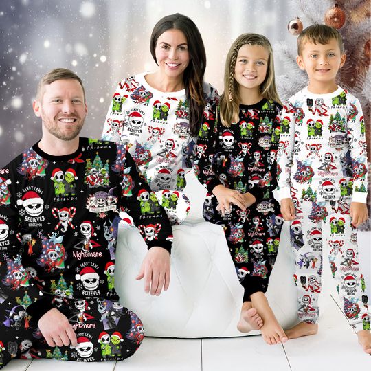 Discover Nightmare Before Xmas Group Christmas Matching Family Pajamas Set