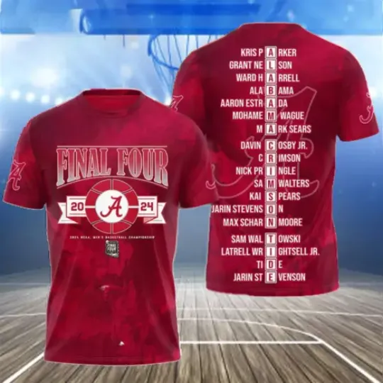 Discover Hot! Hot! 2024 NCA Final 4 AL 3D T Shirt-Crimson-Tide 3D T-Shirt