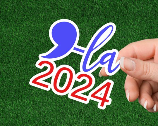 Discover Comma La Sticker, Kamala Harris Sticker, President 2024 Laptop Sticker