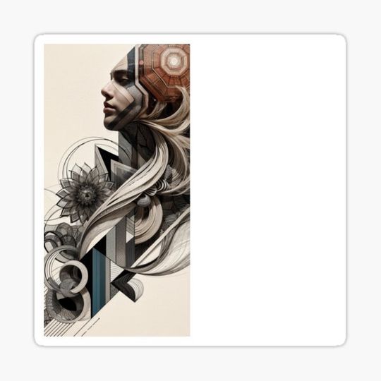 Discover abstract drawing with face