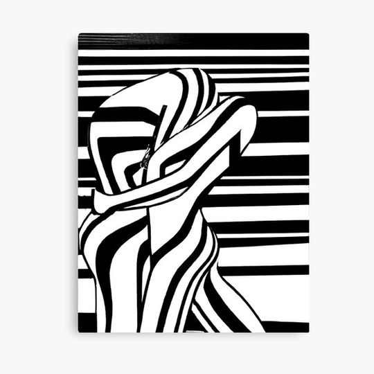 Discover Black and White Abstract Couple - Stripes - High Contrast Expressionism