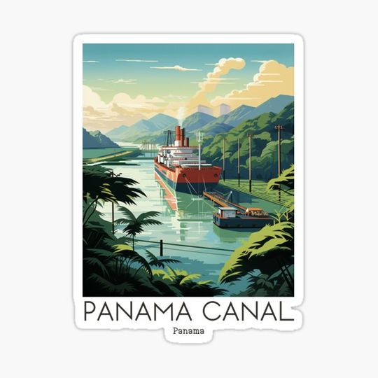 Discover A Vintage Travel Illustration of the Panama Canal - Panama