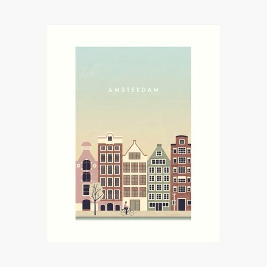 Discover Amsterdam travel poster
